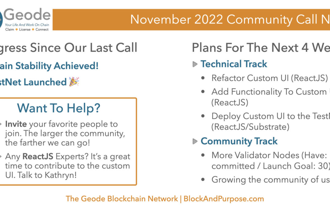 Geode Community Call Notes NOV 2022