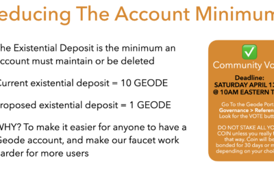 Community Voting Open – Reducing The Account Minimum To 1 GEODE