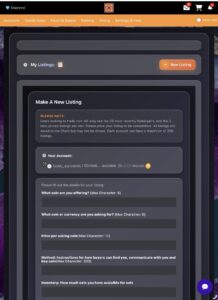 Creating a new listing in Geode Private Exchange