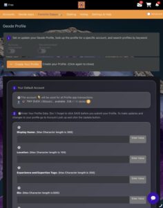Creating a new profile in Geode Profile