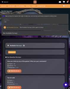 Browsing available surveys in Geode Surveys