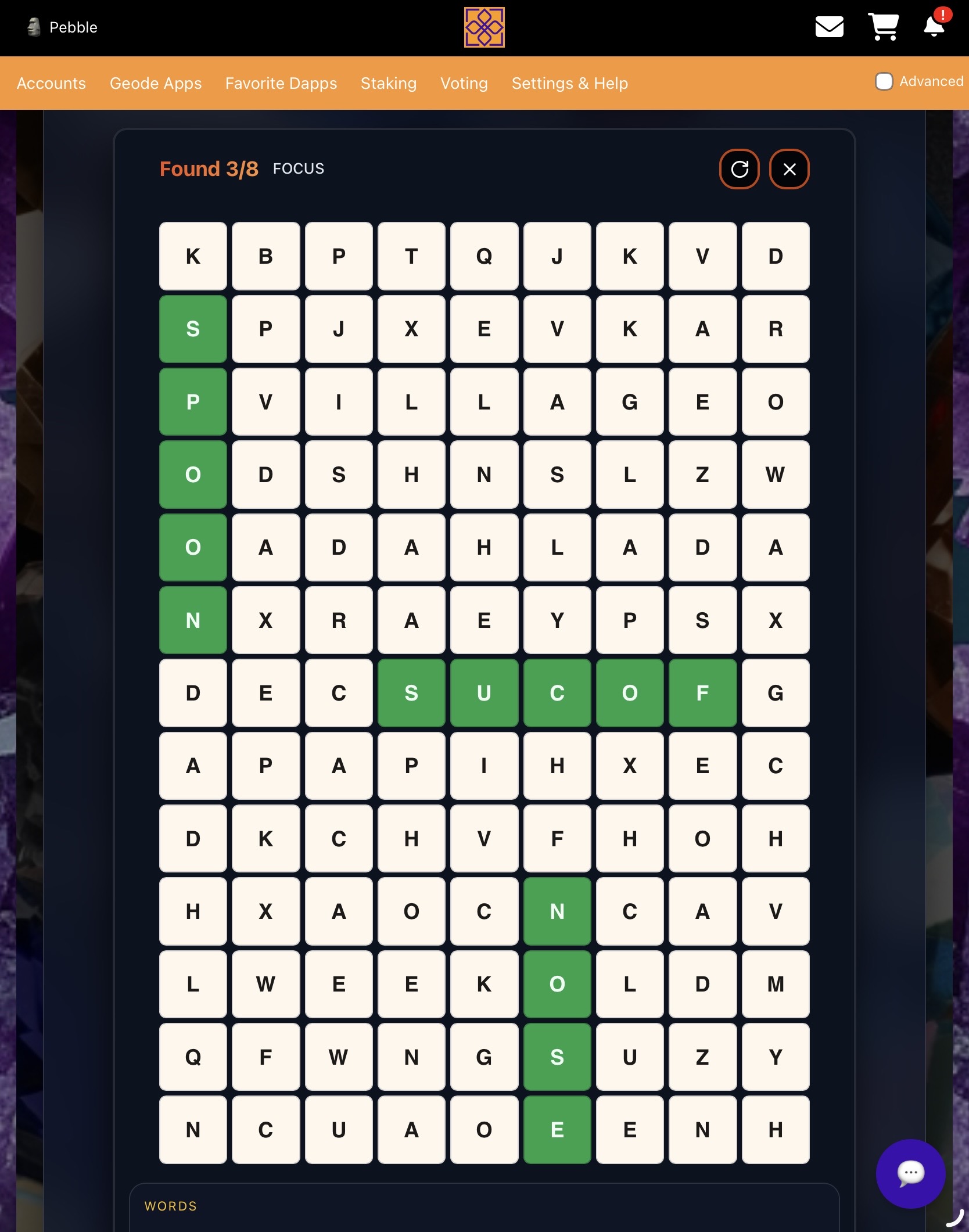 Tracing hidden words in a Word Search grid