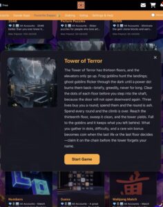 The Tower of Terror start screen